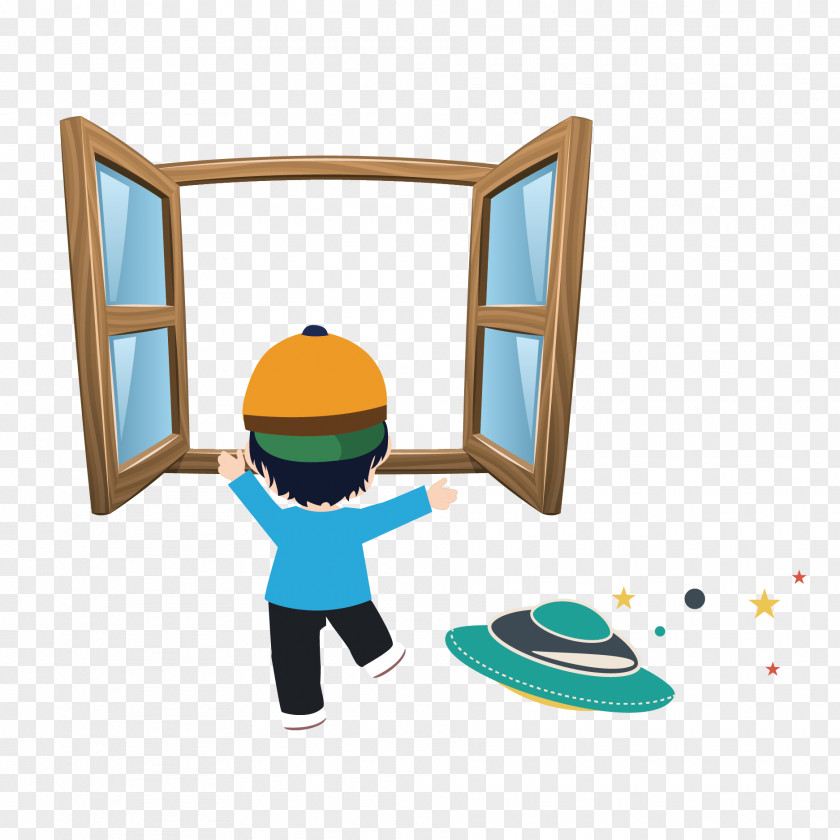 Vector Window Before The Boy Cartoon Royalty-free Clip Art PNG