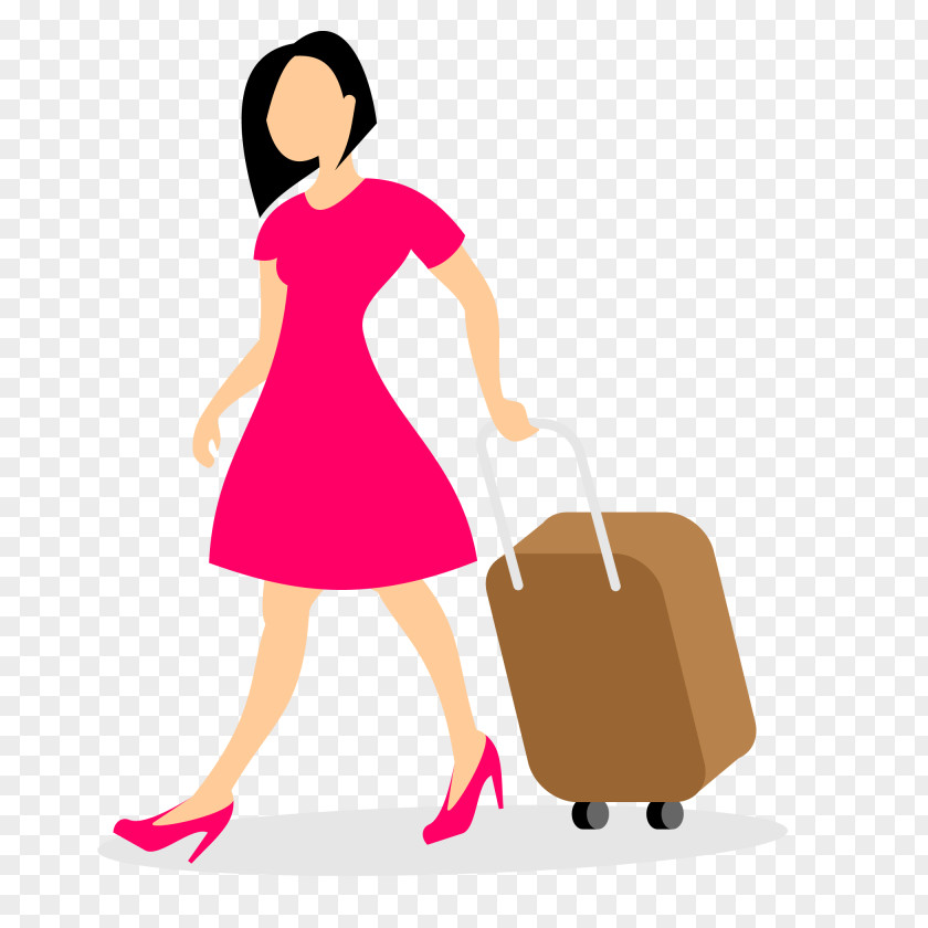 Vector Woman's Luggage Woman With Baggage Clip Art PNG
