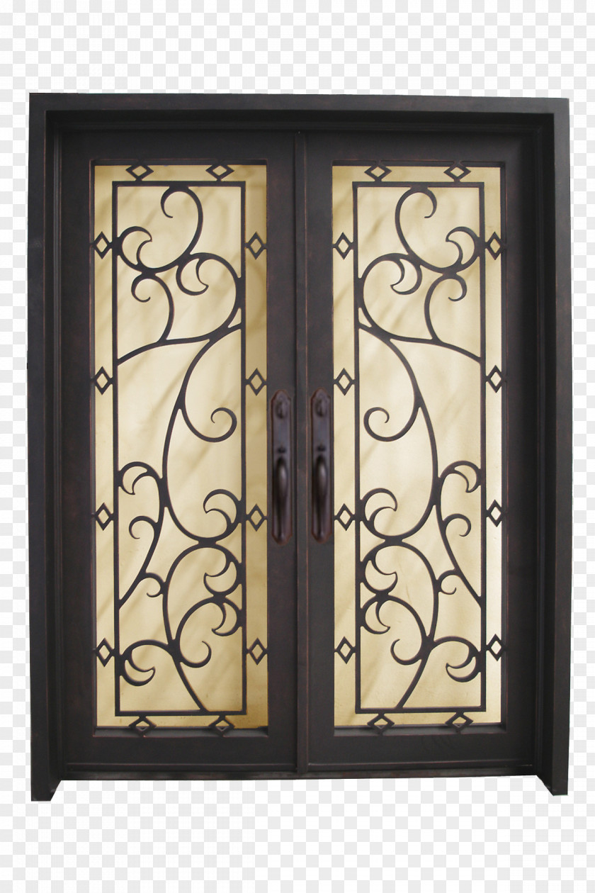 Double Door Iron Sidelight Transom Arch PNG