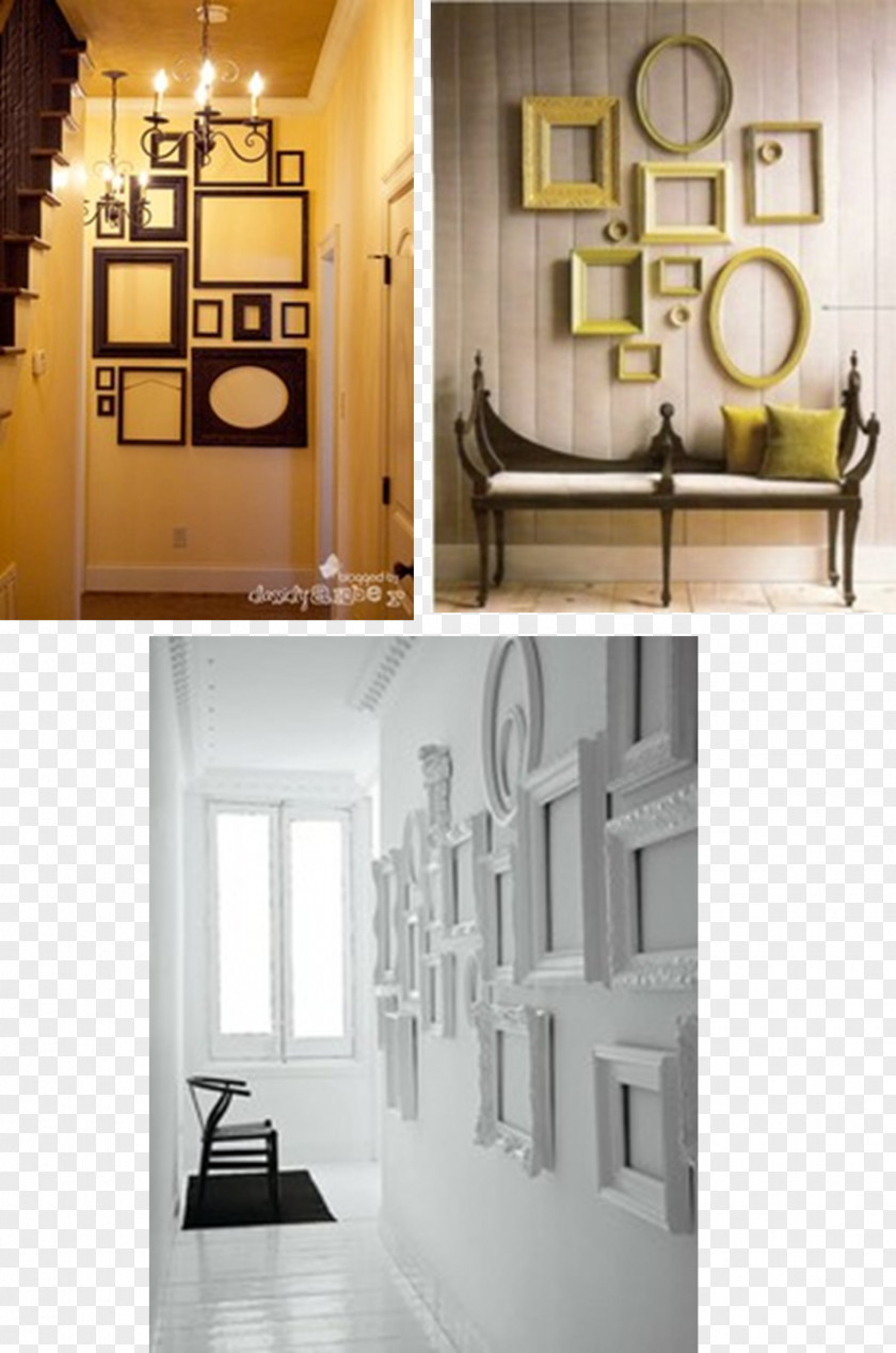 Collage Picture Frames Mirror Wall PNG