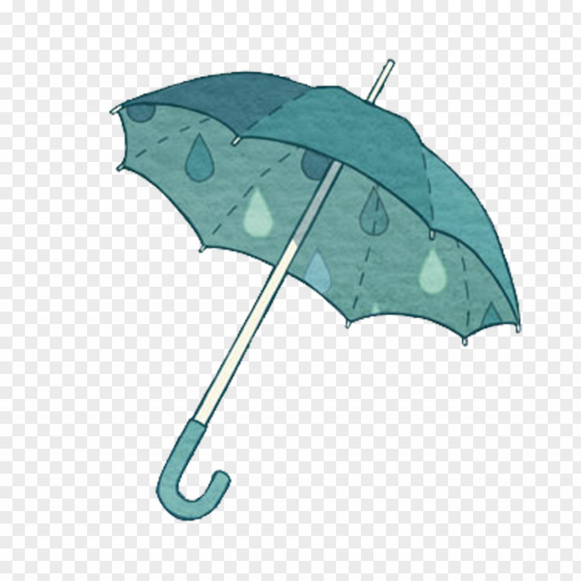 Dark Green Hand Painted Umbrella Decorative Pattern Cartoon Clip Art PNG