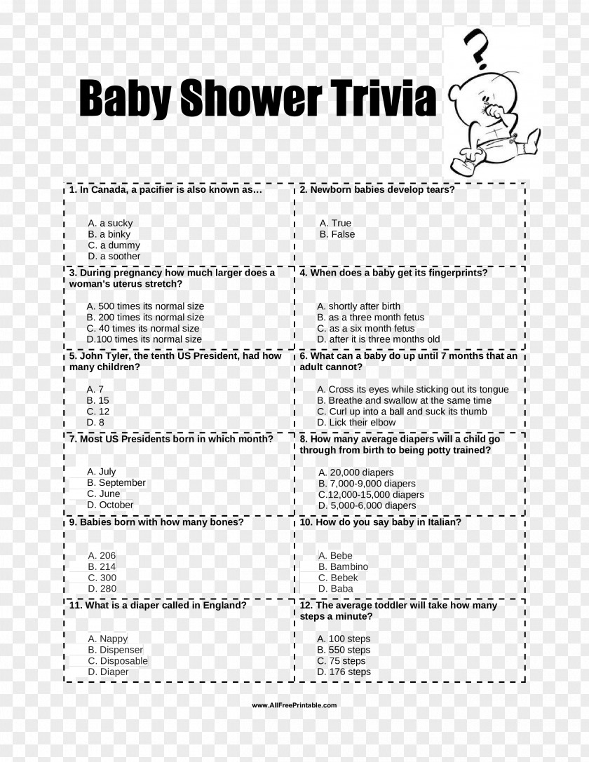 Party Baby Shower Trivia Game Gender Reveal PNG