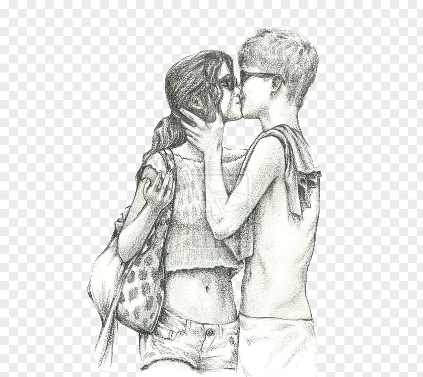 Couple Sketch Drawing Image Black And White PNG