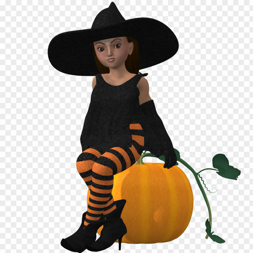 Little Witches Hat Pumpkin Halloween Toddler Costume PNG