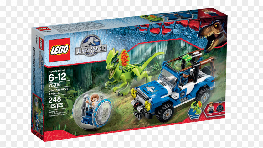 Toy Dilophosaurus Lego Jurassic World Block PNG