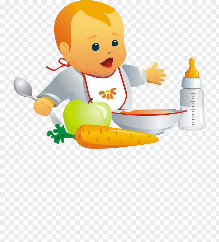Baby Take A Spoon To Eat Food Infant Clip Art PNG