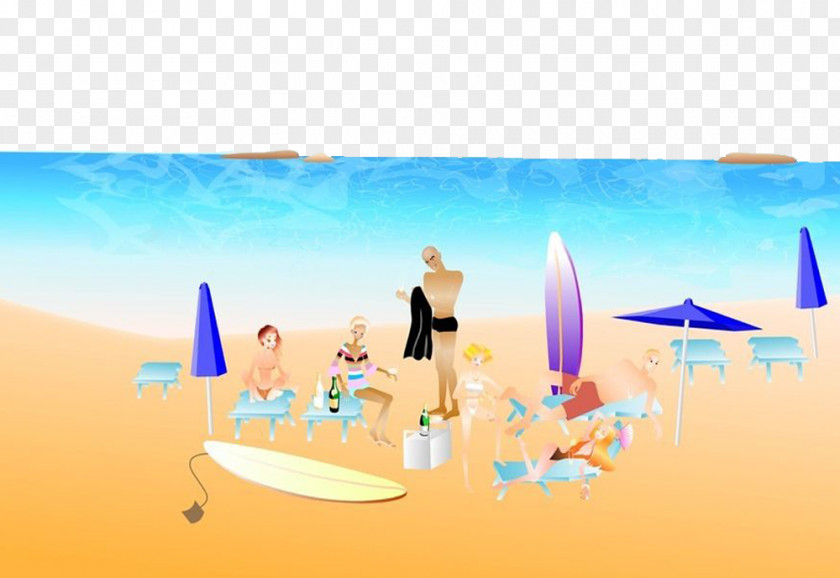 Beach Cartoon Illustration PNG