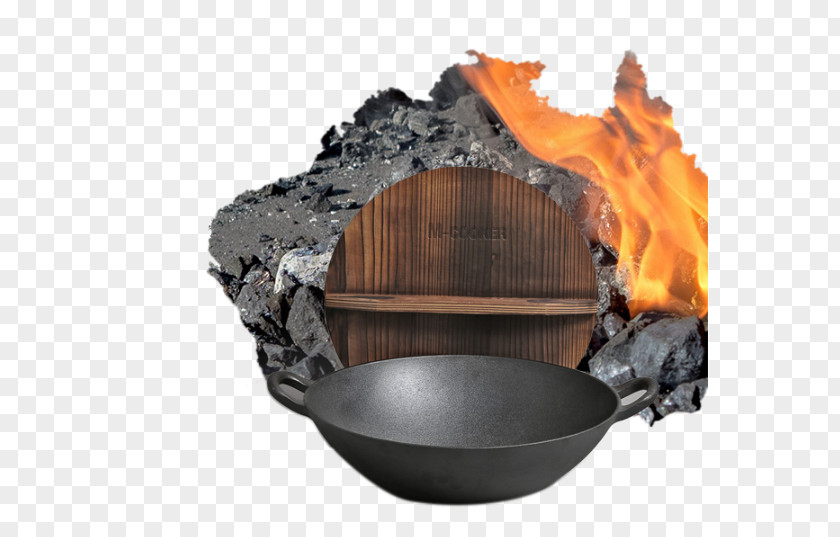 Creative Cast Iron Pot Beside Coal Wok Cast-iron Cookware Stock PNG