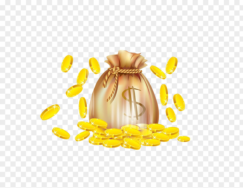 Gold Purse Coin Finance Cartoon PNG