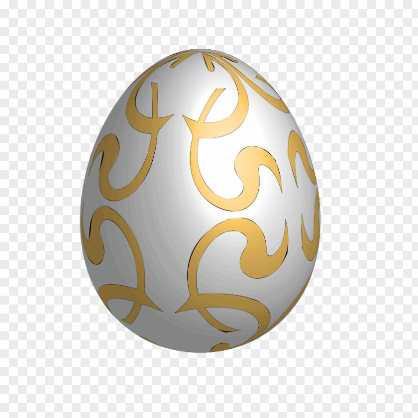 Large White Easter Egg With Gold Ornaments Red Golden PNG