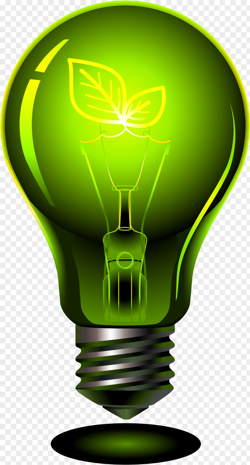 Vector Green Light Bulb Incandescent Lamp PNG