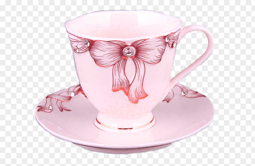 Cup And Saucer Coffee Porcelain Tea Mug Pink PNG