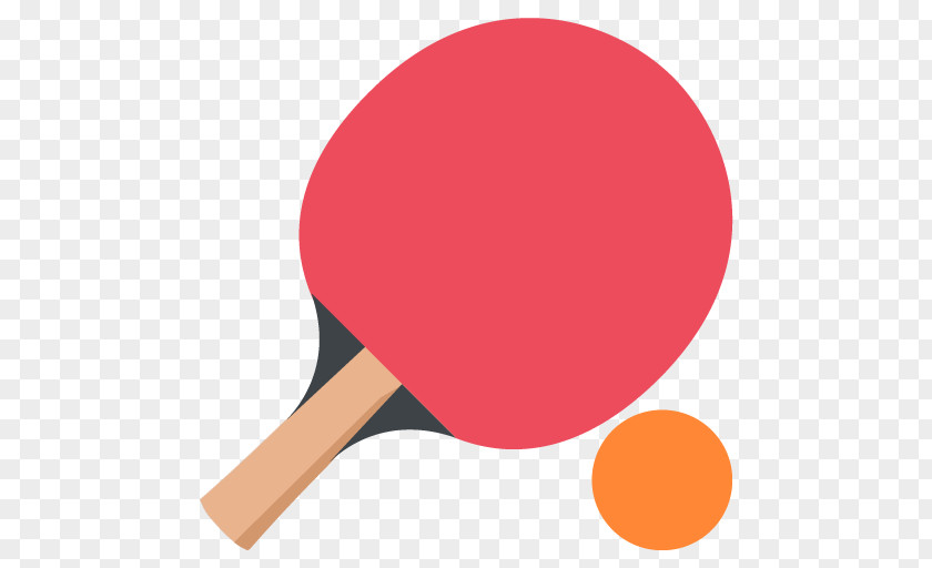 Red Table Tennis Racket Cartoon Emoji Ball PNG