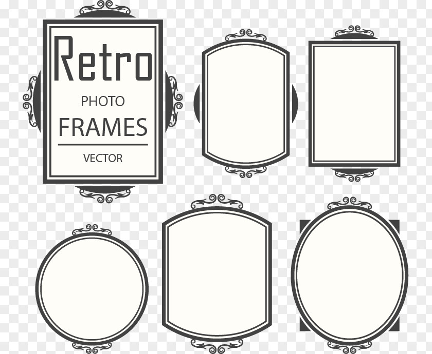 6 Vintage Frame Design Vector Material Texture Picture PNG