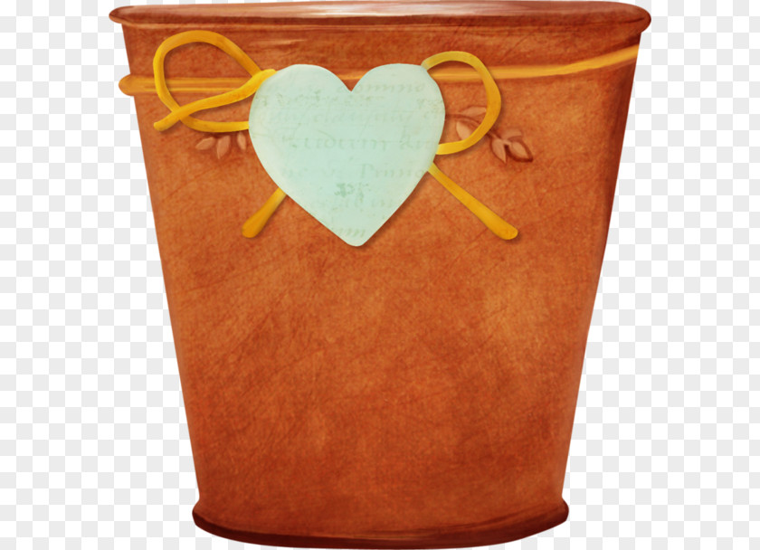 Brown Love Trash Can Flowerpot PNG