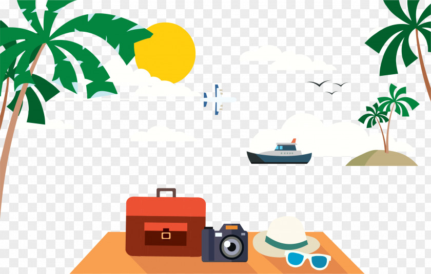 Enjoy The Holiday Sunshine Beach Poster Illustration PNG