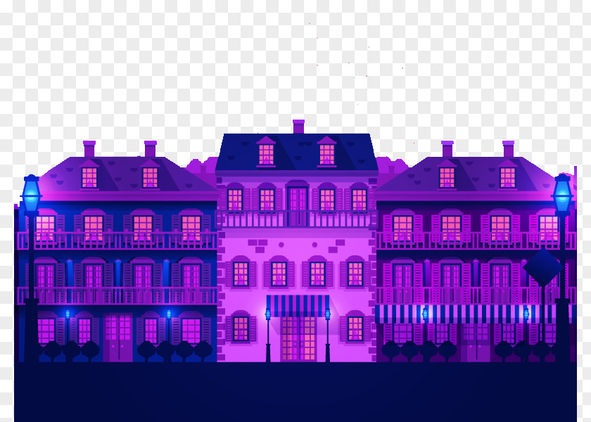 Purple House Facade Graphic Design Illustration PNG
