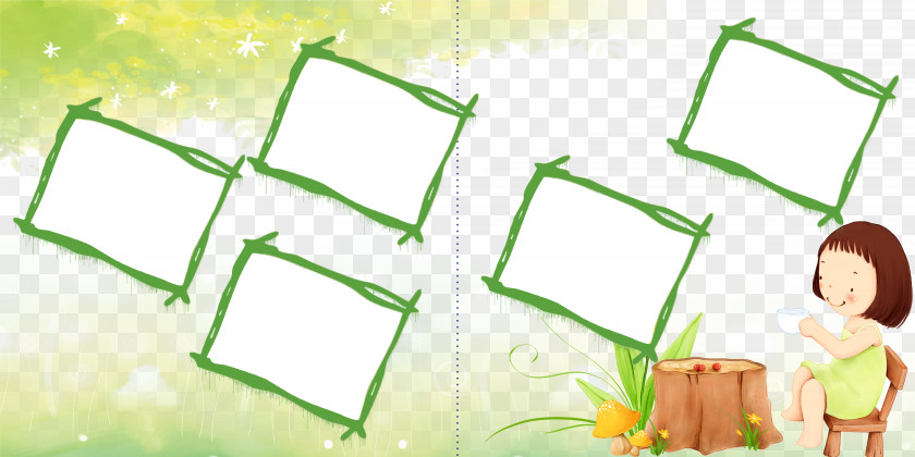 Children Grow Up Album Green Border Template PNG