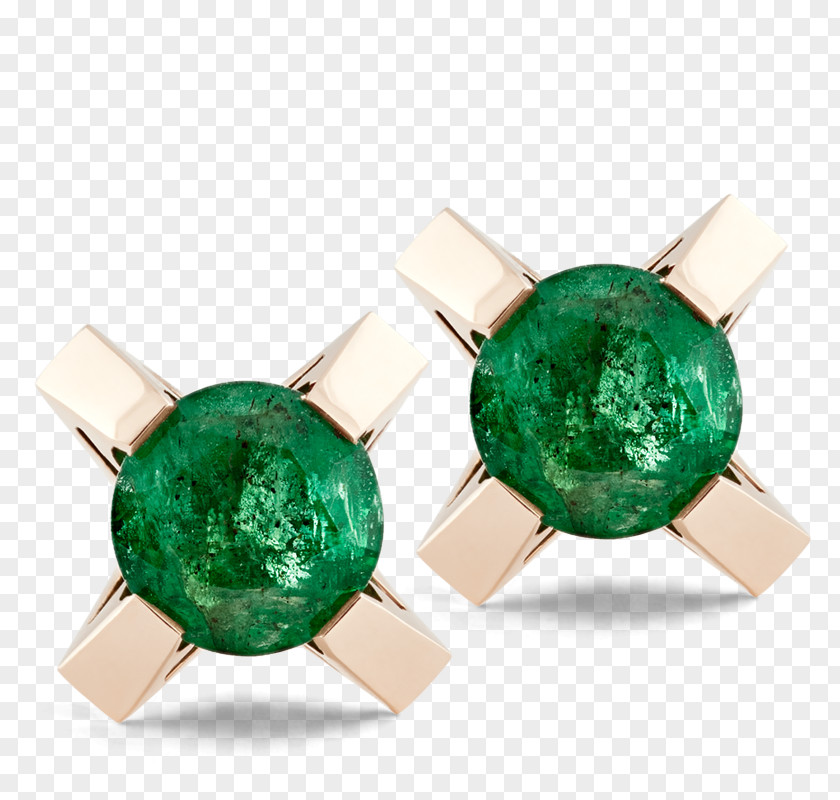 Emerald Earring Colored Gold PNG