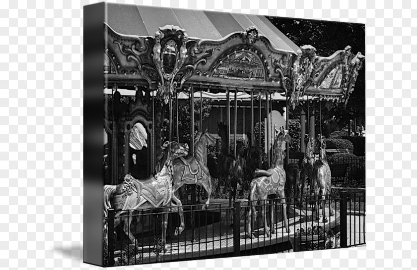 Merry Go Round Amusement Park Monochrome Photography Carousel PNG