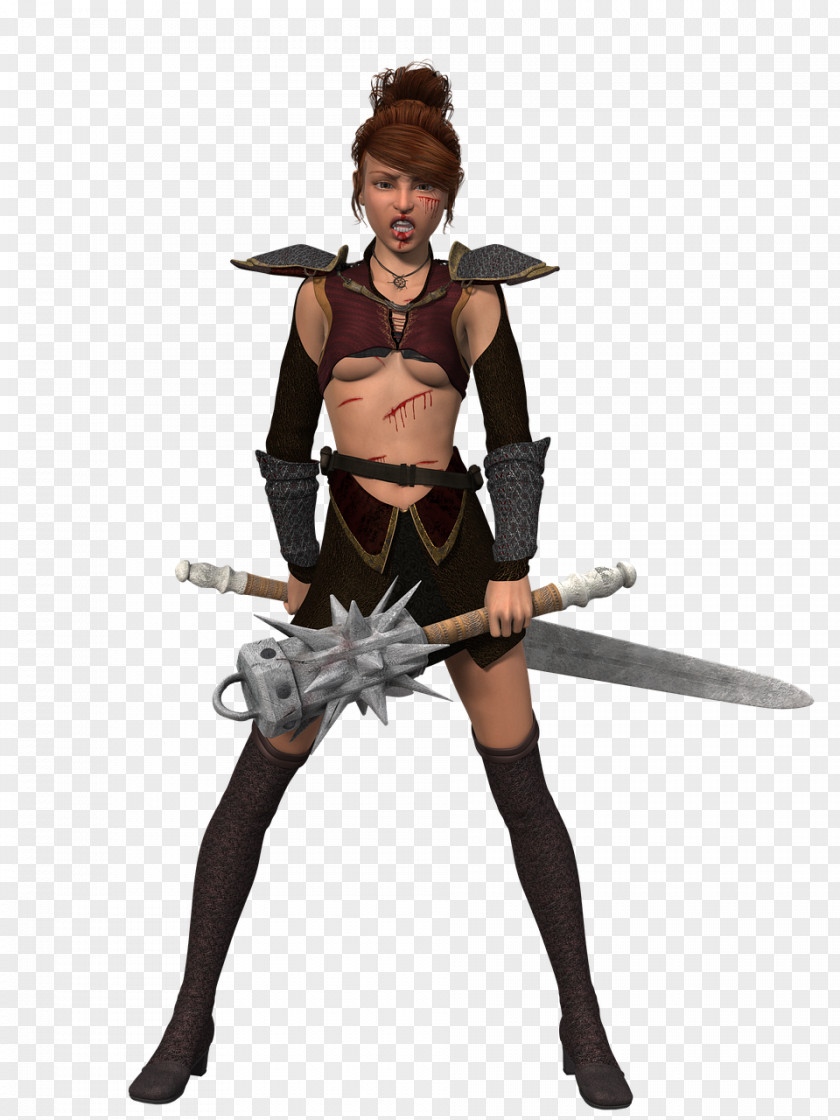 Warrior Sword Woman Drawing PNG