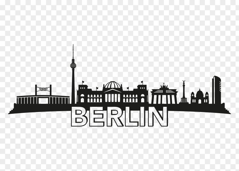 Silhouette Skyline Fernsehturm Wall Decal Olympiastadion Berlin PNG