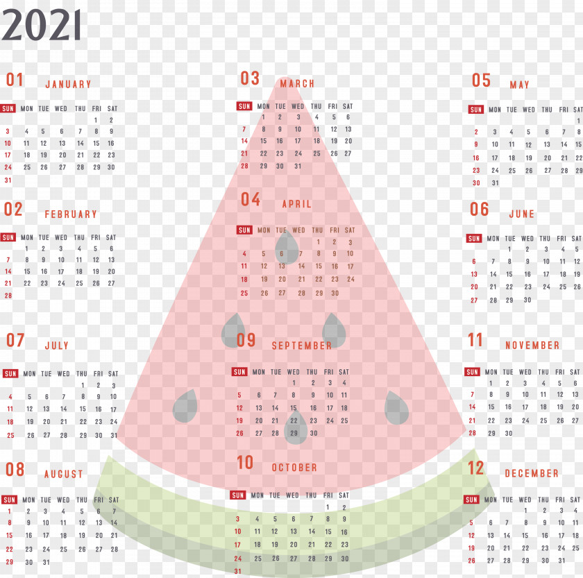 Year 2021 Calendar Printable Yearly Full PNG