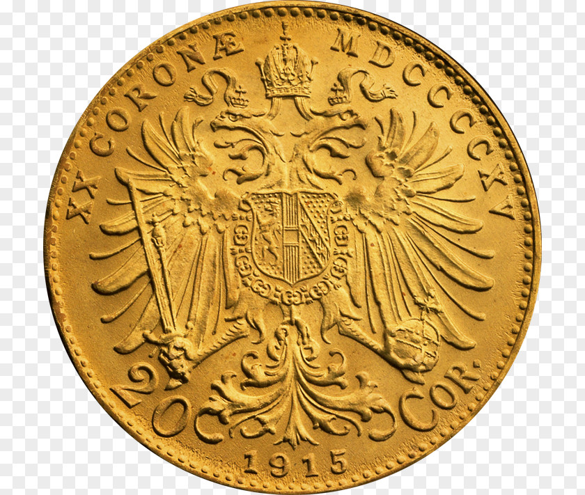 Coin Gold Czech Koruna Austro-Hungarian Krone PNG
