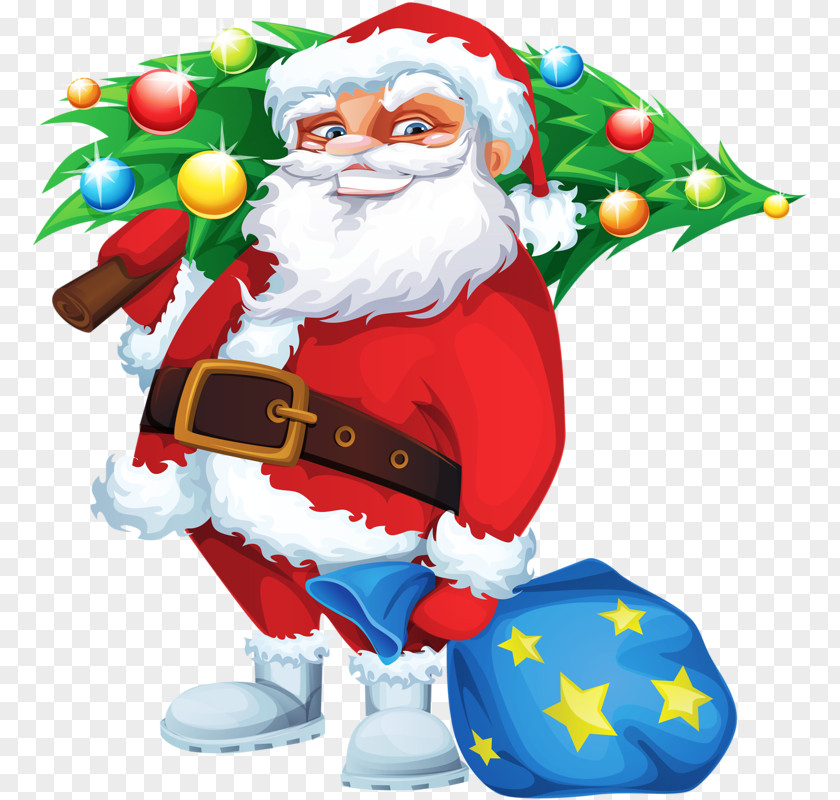 Red Santa Claus Christmas Tree Cdr PNG
