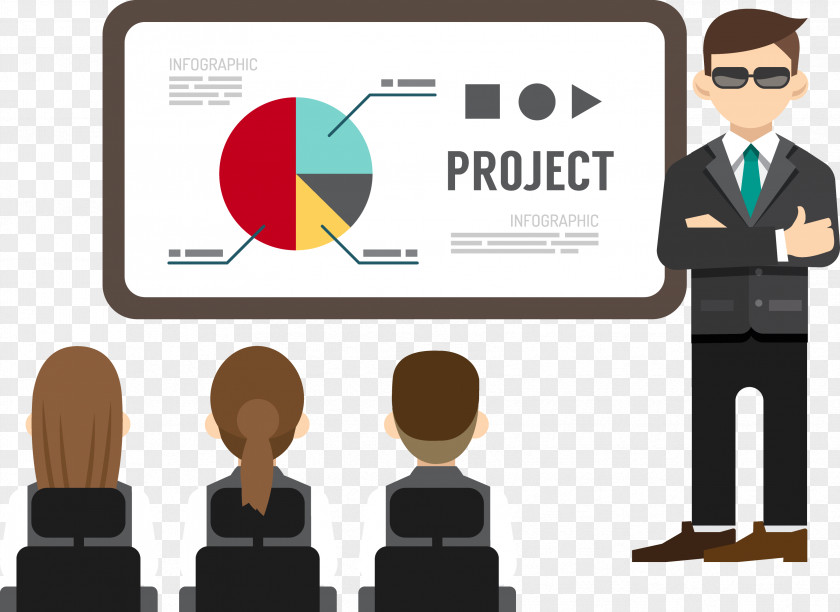 Business Cartoon Vector Material Presentation Businessperson Infographic Illustration PNG