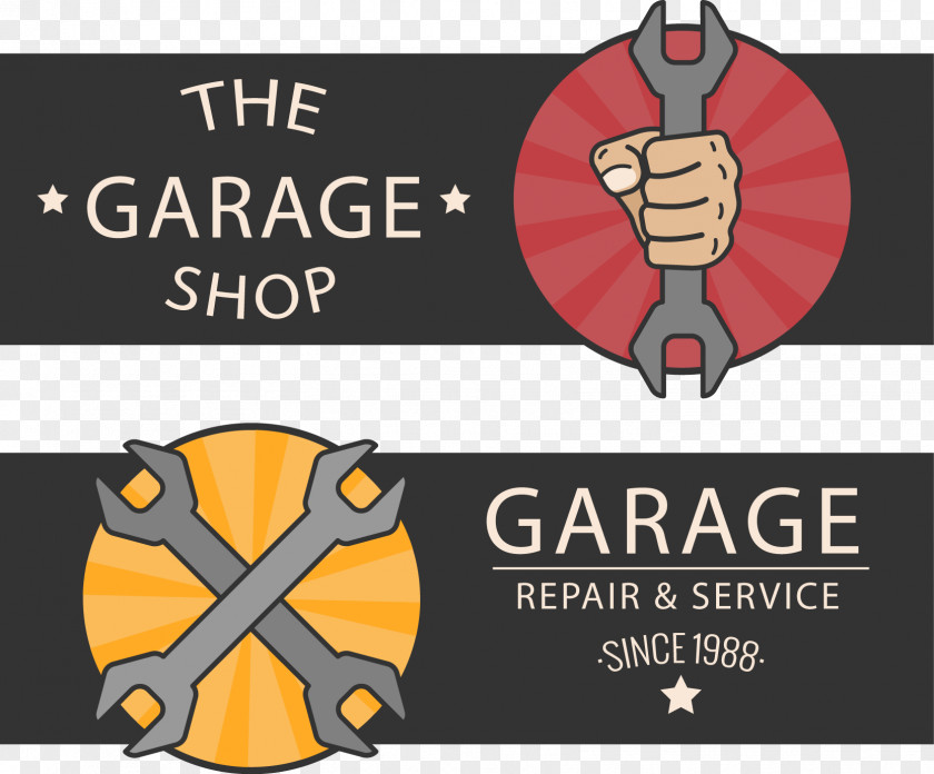 2 Car Repair Retro Card Vector Automobile Shop Poster Motor Vehicle Service PNG