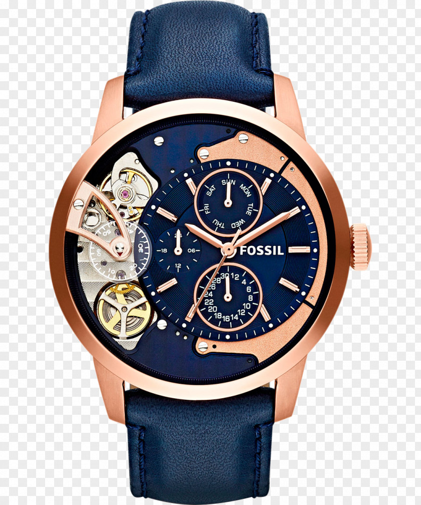 Fossil Watch Strap Navy Blue Group Leather PNG