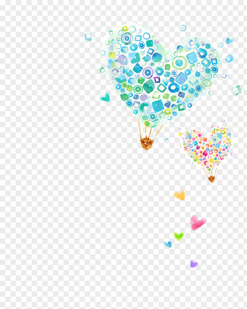 Creative Heart-shaped Hot Air Balloon Adobe Illustrator Software PNG