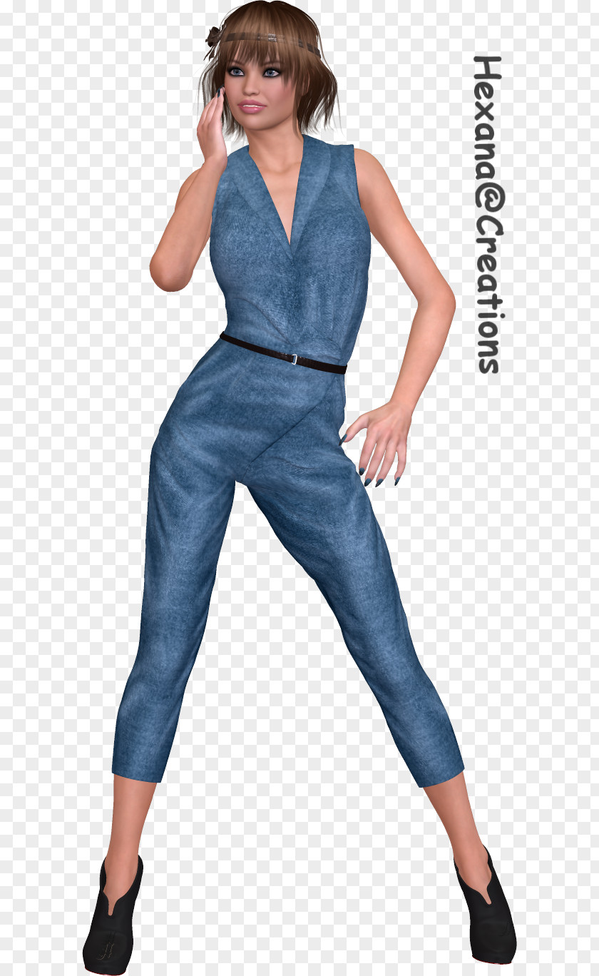 Jeans Waist Denim Overall Leggings PNG