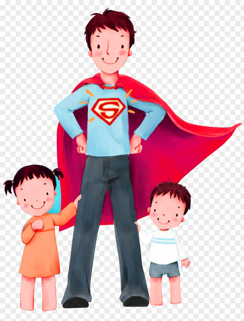 Red Cartoon Dad Superman Decorative Patterns Clark Kent Father Illustration PNG