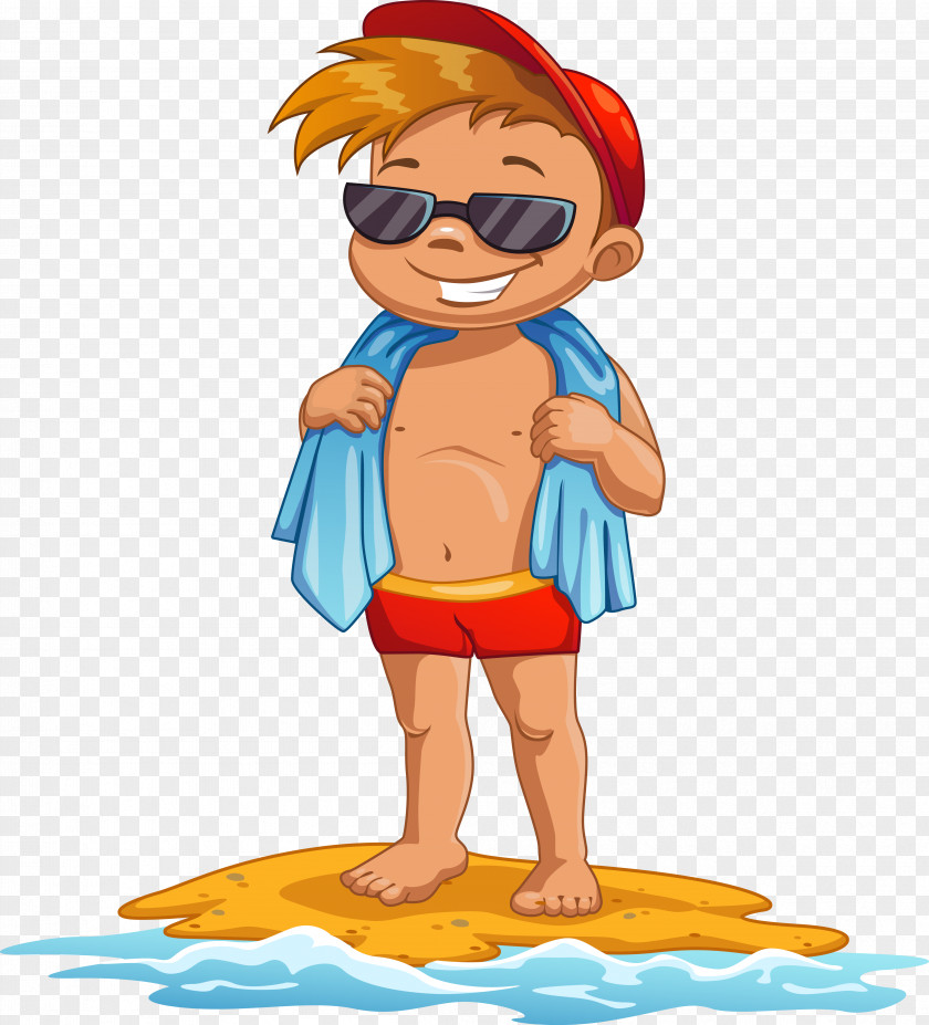 Boy Beach Cartoon Royalty-free PNG