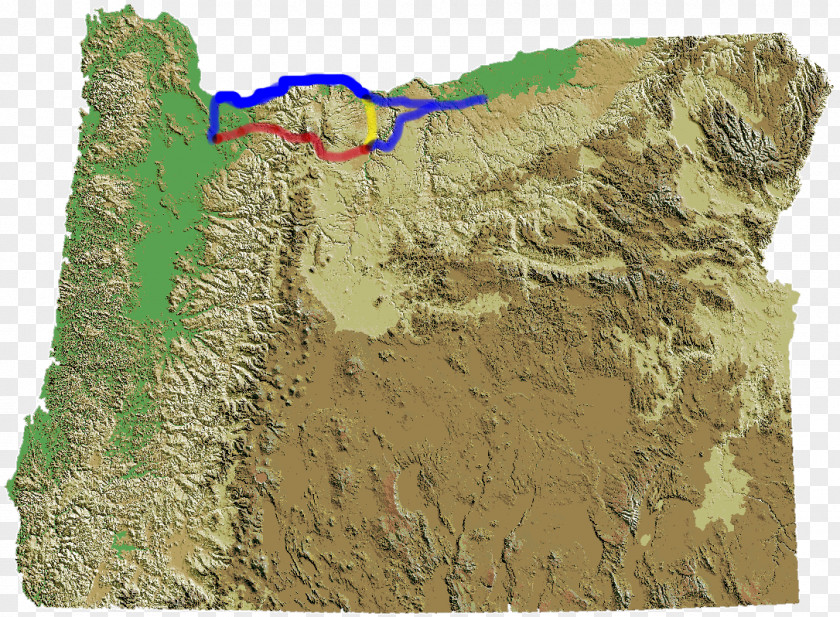 Topography Oregon Trail Raised-relief Map Physische Karte Reliefkarte PNG