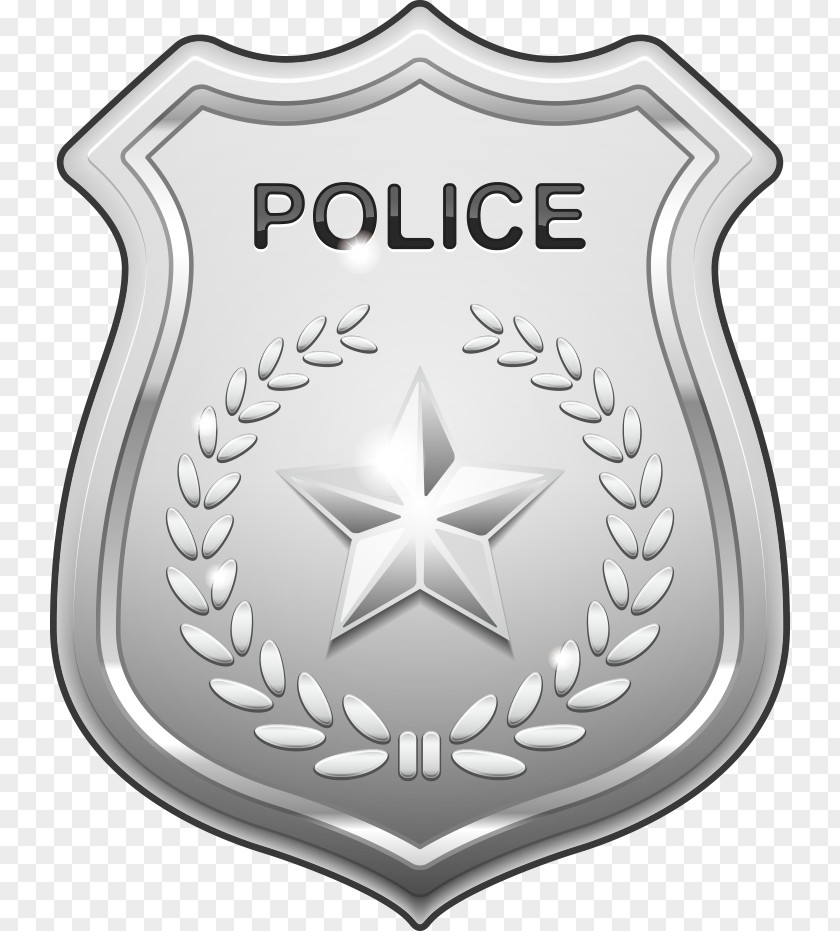 Vector Silver Police Badge Officer Clip Art PNG