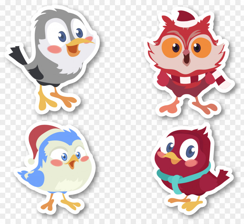 Big Eyes Bird Sticker Owl Cartoon Clip Art PNG