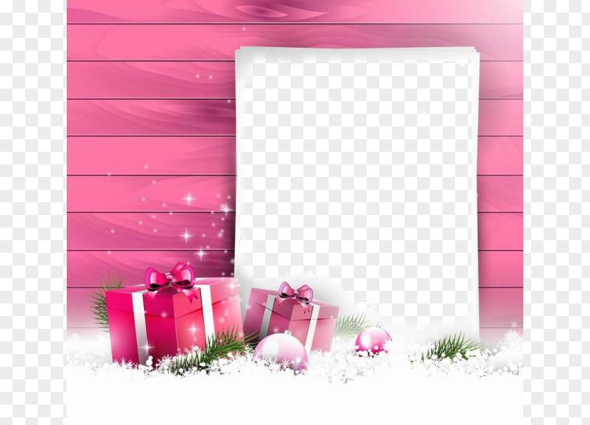Christmas Border Card Gift Greeting Pink PNG