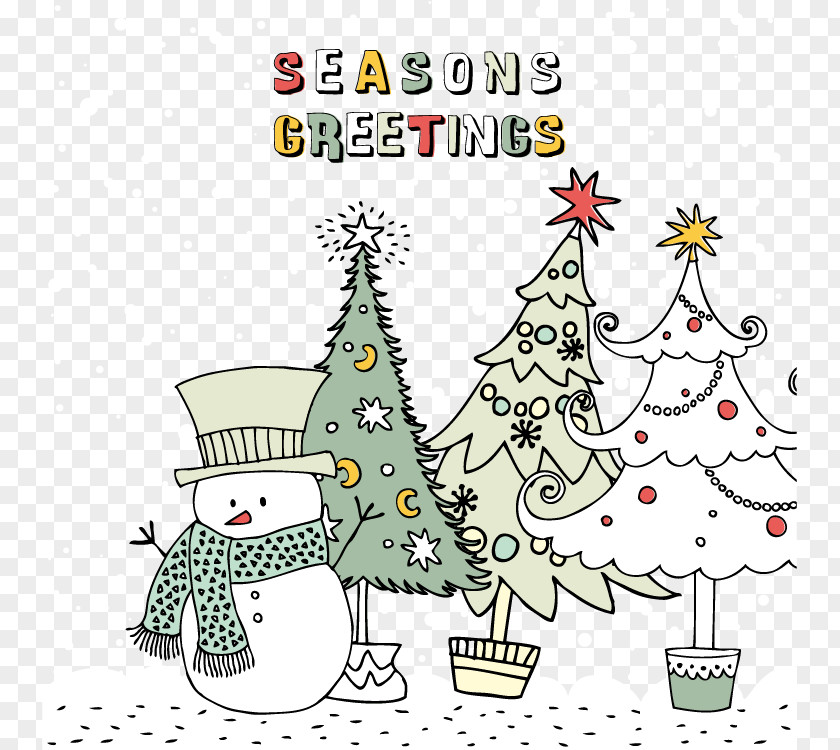 Christmas Cartoon Illustrator Vector Material Santa Claus Card Tree Decoration PNG