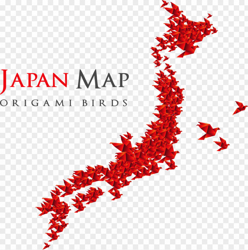 Vector Red Paper Cranes Japan Bird Crane Origami PNG
