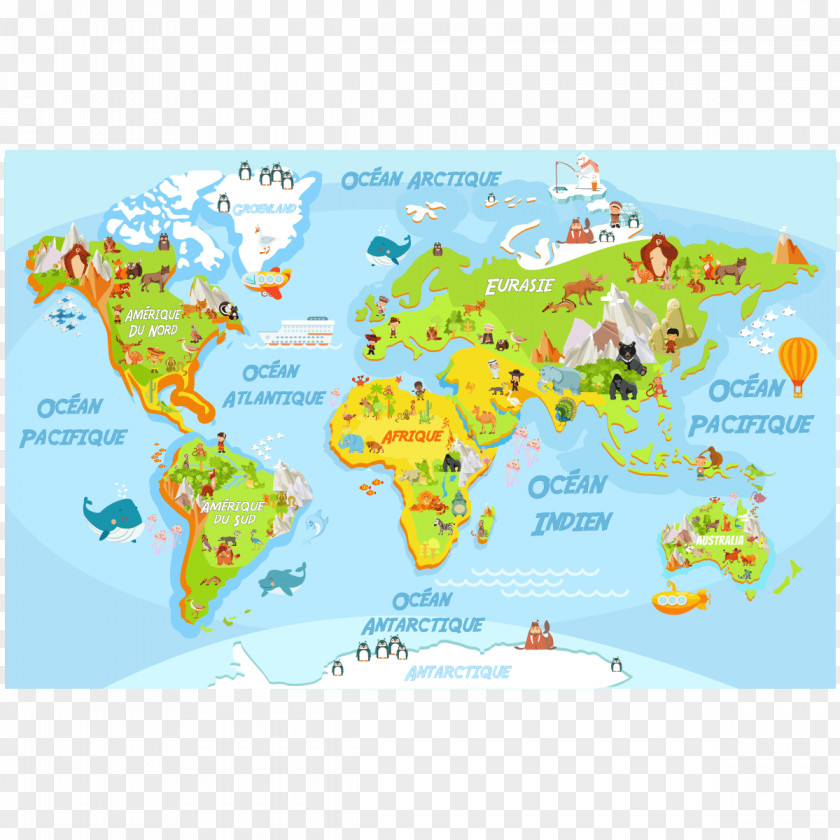 World Map Sticker Wall Decal PNG