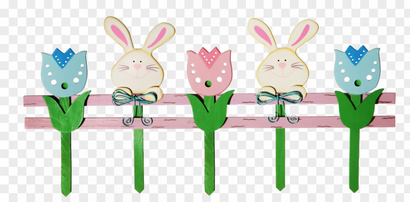Rabbits And Tulips Fence Easter Bunny Tulip PNG