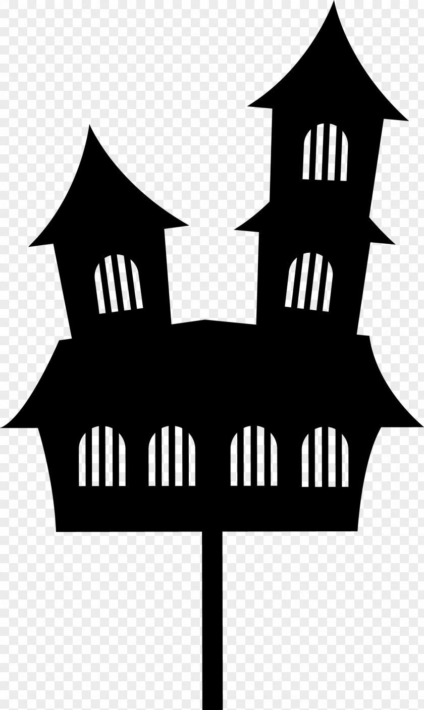 Silhouette Steeple Halloween Haunted House PNG