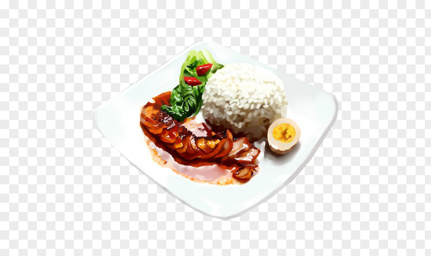 Hand Painting Creative Image Rice Sausage Chinese Nasi Uduk Cooked Dish PNG