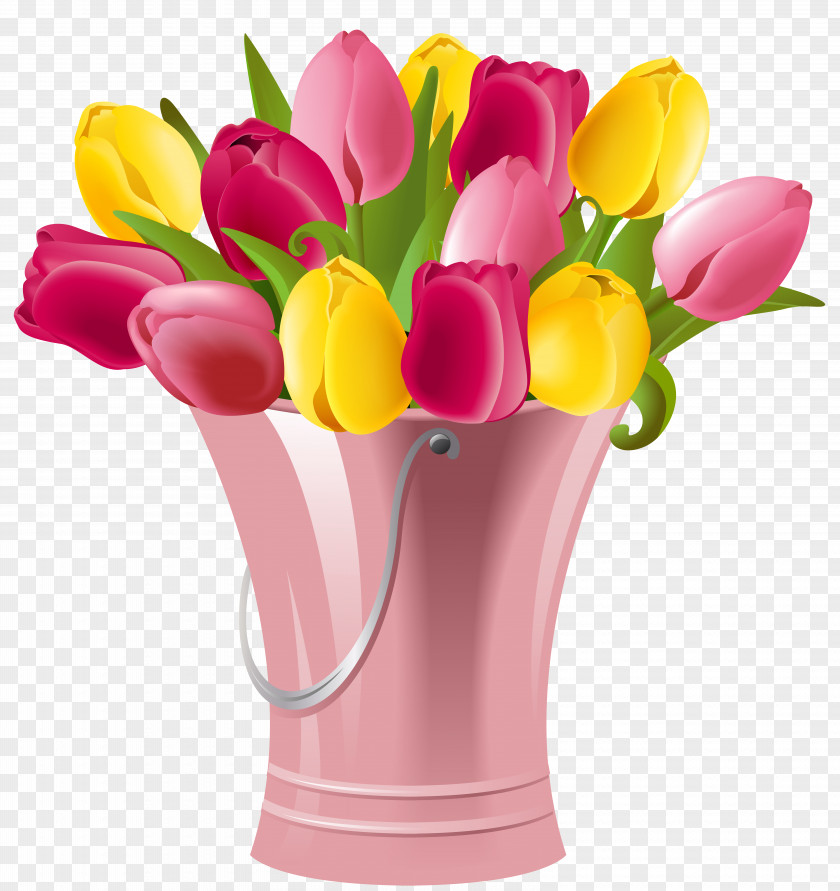 Spring Bucket With Tulips Transparent Clip Art Image Friday Morning Quotation Blessing PNG