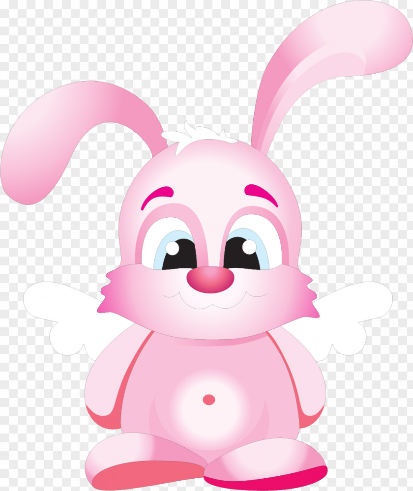 Vector Painted Pink Bunny White Rabbit Easter Illustration PNG