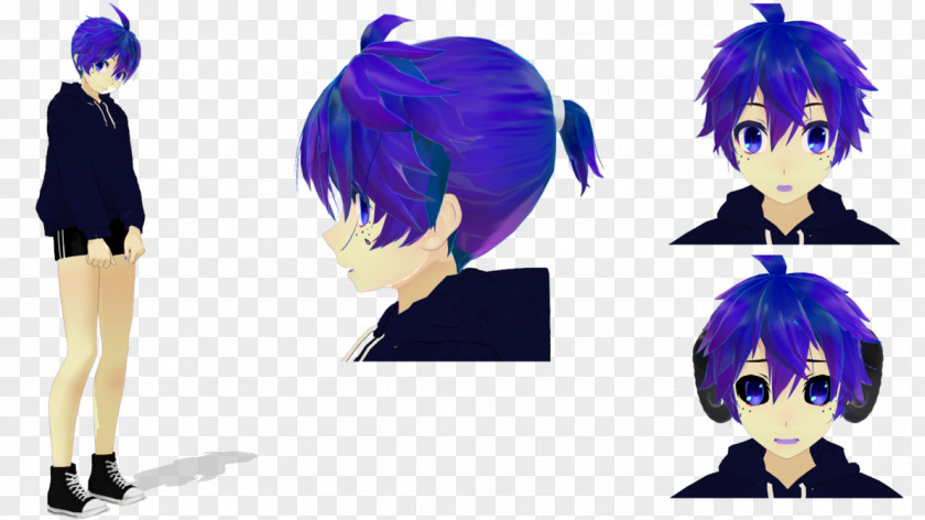 Boy Silhouette MikuMikuDance Black Hair Clothing Blue PNG