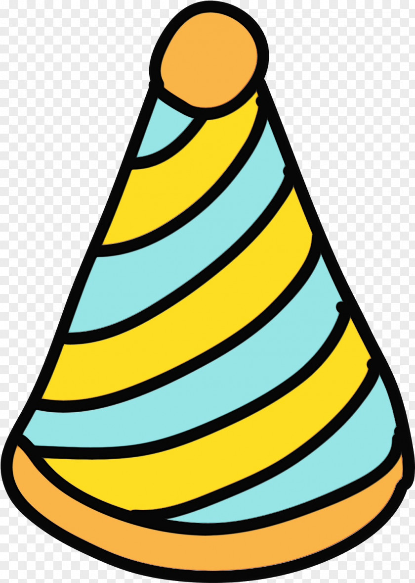 Cone Yellow Birthday Hat Cartoon PNG